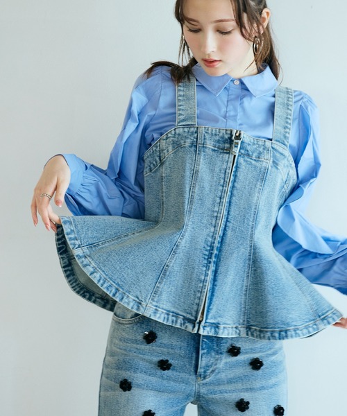 Audie a Muses(オーディアミューズ)の「デニム裾フレアビスチェ(シャツ/ブラウス・レディース・ネイビー・38/42/36)」の19枚目の写真