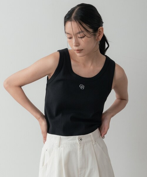 GALLEST(ギャレスト)の「ロゴ刺繍リブタンクトップ(タンクトップ・レディース・カーキ/ブラック/ライトイエロー系/ホワイト・38)」の2枚目の写真