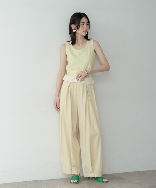 GALLEST(ギャレスト)の「ロゴ刺繍リブタンクトップ(タンクトップ・レディース・カーキ/ブラック/ライトイエロー系/ホワイト・38)」の5枚目の写真