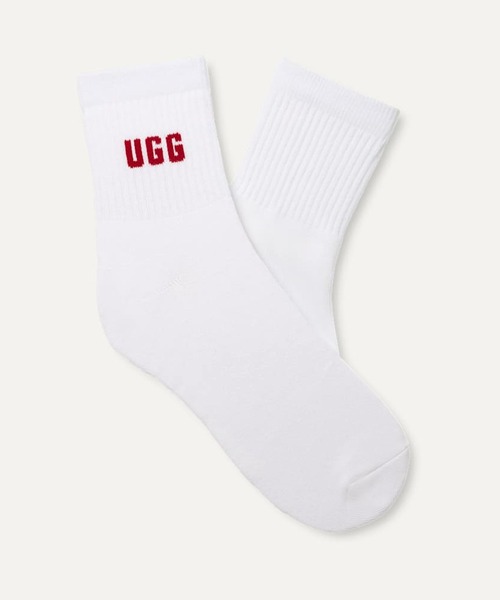 UGG（アグ）の「アグ 【UGG 】-  2足セット ソックス【WQUINLIN LOGO QUARTER 2PACK 1171623-RSF】（ソックス/靴下・レディース・ホワイト×グレー・ONE SIZE）」の3枚目の写真