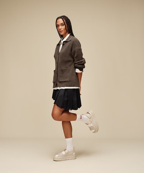 UGG（アグ）の「アグ 【UGG 】-  2足セット ソックス【WQUINLIN LOGO QUARTER 2PACK 1171623-RSF】（ソックス/靴下・レディース・ホワイト×グレー・ONE SIZE）」の7枚目の写真