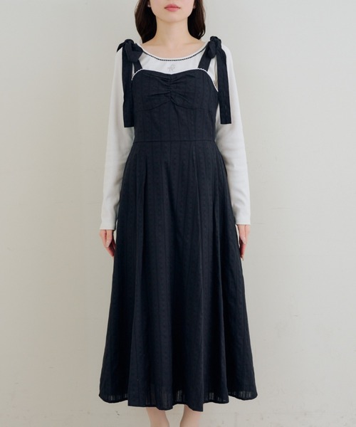 continuer de NICE CLAUP(コンティニューデナイスクラップ)の「肩リボンキャミワンピ(ワンピース・レディース・ブラック/オフホワイト/ワンウォッシュ/その他11/チェック・FREE)」の15枚目の写真
