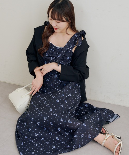 continuer de NICE CLAUP(コンティニューデナイスクラップ)の「肩リボンキャミワンピ(ワンピース・レディース・ブラック/オフホワイト/ワンウォッシュ/その他11/チェック・FREE)」の8枚目の写真