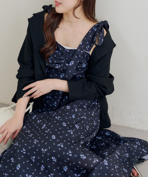 continuer de NICE CLAUP(コンティニューデナイスクラップ)の「肩リボンキャミワンピ(ワンピース・レディース・ブラック/オフホワイト/ワンウォッシュ/その他11/チェック・FREE)」の7枚目の写真