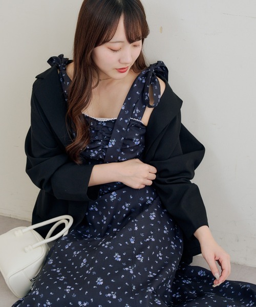 continuer de NICE CLAUP(コンティニューデナイスクラップ)の「肩リボンキャミワンピ(ワンピース・レディース・ブラック/オフホワイト/ワンウォッシュ/その他11/チェック・FREE)」の12枚目の写真