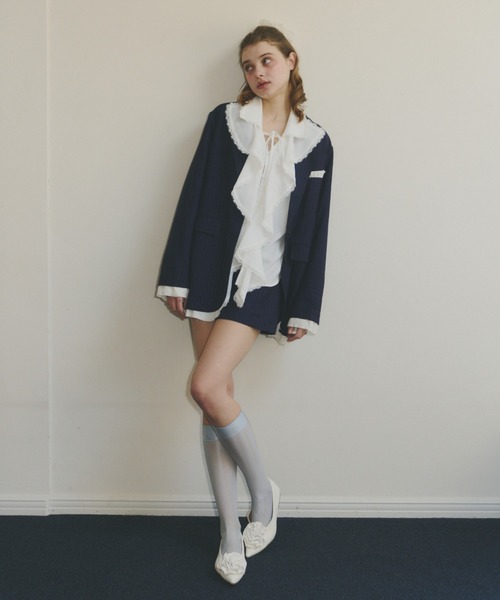 idem(イデム)の「ruffle collared blouse / ラッフルカラーブラウス(シャツ/ブラウス・レディース・ブラック/オフホワイト・FREE)」の16枚目の写真