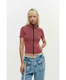 Desigual | ダブルフロントジップハイネック半袖リブニット 2026年春夏 新作(Tシャツ/カットソー)