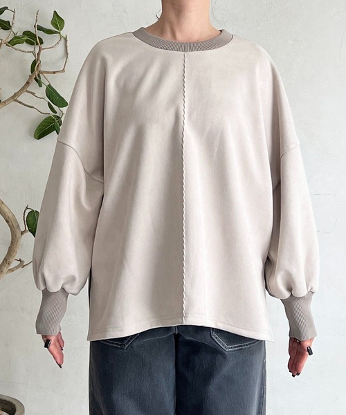 un dix cors（アンディコール）の「バックリブラインスエードプルオーバー（Tシャツ/カットソー・レディース・チャコールグレー/グレイッシュベージュ/アイボリー・FREE）」の18枚目の写真