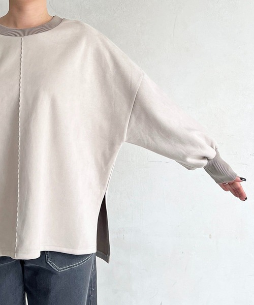 un dix cors（アンディコール）の「バックリブラインスエードプルオーバー（Tシャツ/カットソー・レディース・チャコールグレー/グレイッシュベージュ/アイボリー・FREE）」の22枚目の写真