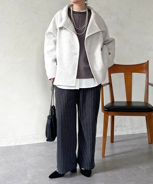 un dix cors（アンディコール）の「バックリブラインスエードプルオーバー（Tシャツ/カットソー・レディース・チャコールグレー/グレイッシュベージュ/アイボリー・FREE）」の9枚目の写真