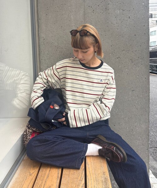 GEVACO(ゲバコ)の「【GEVACO】ボーダーベーシックロンTEE/ユニセックス(Tシャツ/カットソー・レディース・ネイビー/アイボリー・MEDIUM/LARGE)」の4枚目の写真