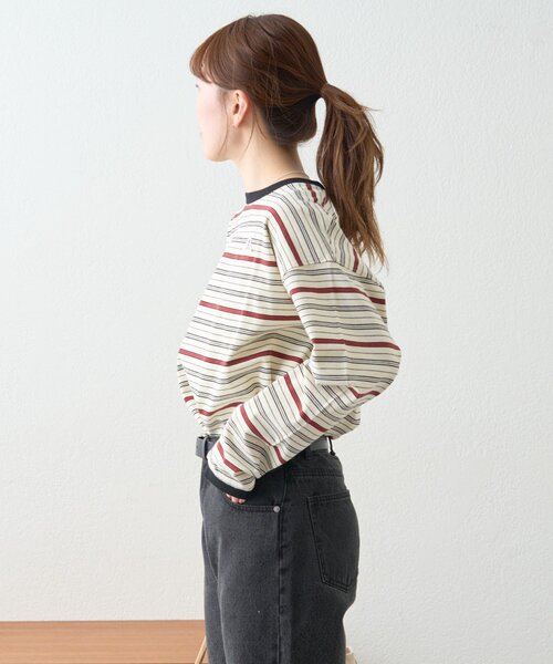 GEVACO(ゲバコ)の「【GEVACO】ボーダーベーシックロンTEE/ユニセックス(Tシャツ/カットソー・レディース・ネイビー/アイボリー・MEDIUM/LARGE)」の7枚目の写真