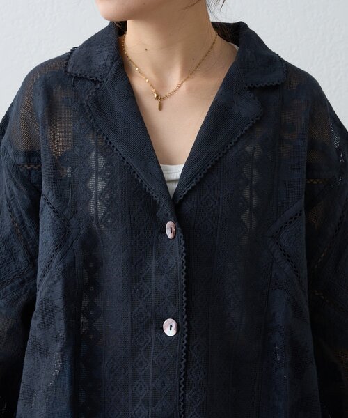 CIAOPANIC TYPY（チャオパニックティピー）の「【india】レースリメイク風シャツジャケット（シャツ/ブラウス・レディース・ブラック/サックスブルー/イエロー/オフホワイト・ONE SIZE）」の19枚目の写真