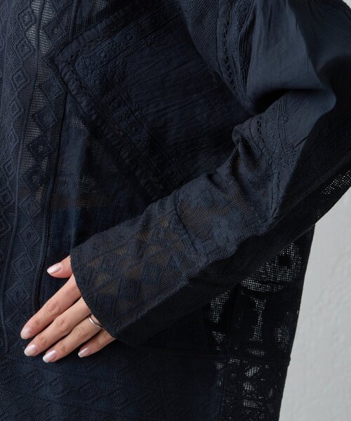 CIAOPANIC TYPY（チャオパニックティピー）の「【india】レースリメイク風シャツジャケット（シャツ/ブラウス・レディース・ブラック/サックスブルー/イエロー/オフホワイト・ONE SIZE）」の20枚目の写真