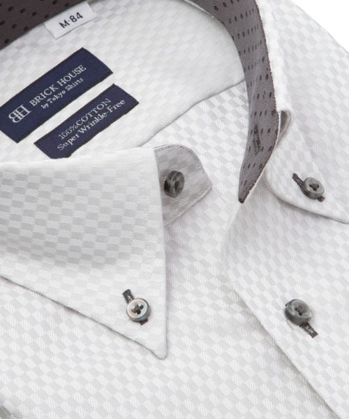 TOKYO SHIRTS（トウキョウシャツ）の「形態安定ノンアイロン ボタンダウン 長袖ビジネスワイシャツ（ビジネスシャツ・メンズ・グレー・首回り37cm-裄丈80cm/首回り39cm-裄丈80cm/首回り39cm-裄丈84cm/首回り41cm-裄丈82cm/首回り41cm-裄丈86cm/首回り42cm-裄丈82cm/首回り42cm-裄丈86cm/首回り43cm-裄丈82cm/首回り43cm-裄丈86cm/首回り37cm-裄丈84cm）」の5枚目の写真