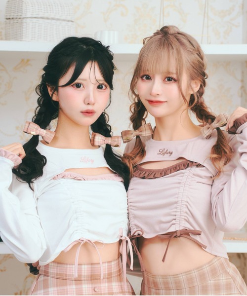 LAFARY(ラファリー)の「ドロストリボントップス(Tシャツ/カットソー・レディース・ブラック/ベージュ/ホワイト・FREE)」の9枚目の写真