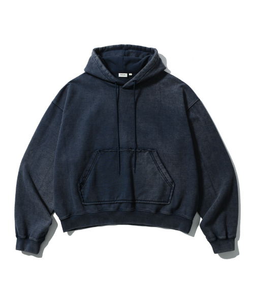 ANGLAN(アングラン)の「Heavyweight Washed Hoodie - Navy(パーカー・メンズ・その他・ONE SIZE)」の2枚目の写真