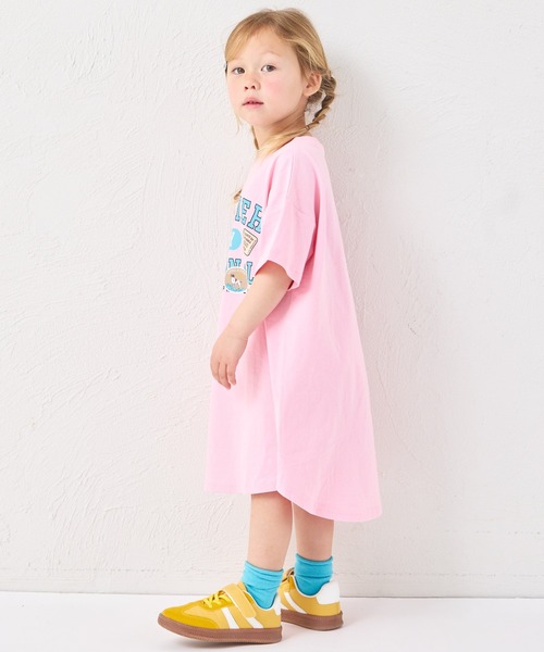 pairmanon(ペアマノン)の「【綿100%】【リンクコーデ】ガールズ ロゴプリント チュニックTシャツ(チュニック・キッズ・ピンク系その他/グレイッシュベージュ/ブルー・100/110/120/130/140/150/90)」の14枚目の写真