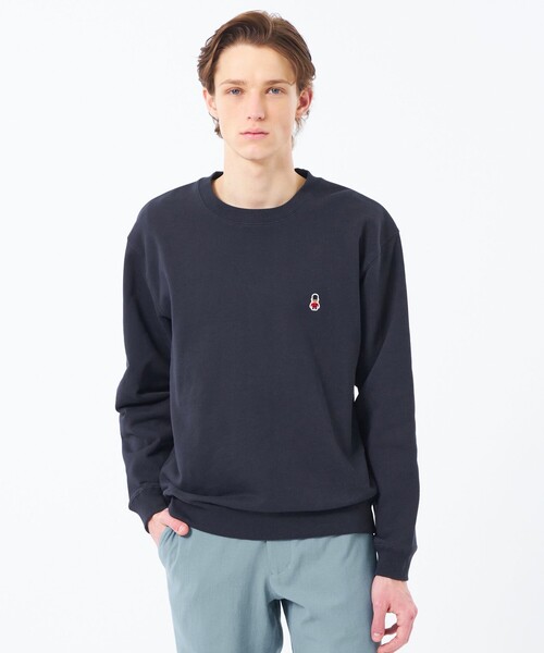 MACKINTOSH PHILOSOPHY(マッキントッシュ フィロソフィー)の「【WEB&一部店舗限定】バッキンガムベア 10オンス裏パイル ワンポイントクルーネックスウェット(スウェット・メンズ・グレー系その他2/ダークネイビー・42/40/38)」の2枚目の写真