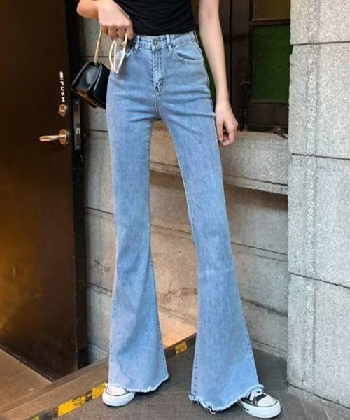 SEU(エスイーユー)の「ハイウエスフレアデニムパンツ ストレッチパンツ 【26年春夏新作】 きれいめカジュアル オフィスカジュアル レディース韓国風(デニムパンツ・レディース・ブラック/ブルー・M/L)」の8枚目の写真