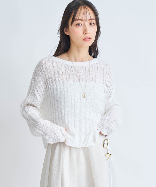NOELA（ノエラ）の「シアーリブ編みニット（ニット/セーター・レディース・グレー/オフホワイト/サックスブルー・フリー）」の2枚目の写真