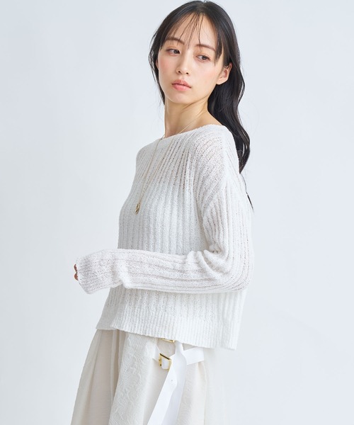 NOELA（ノエラ）の「シアーリブ編みニット（ニット/セーター・レディース・グレー/オフホワイト/サックスブルー・フリー）」の6枚目の写真