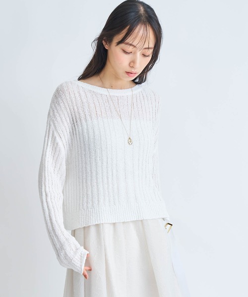 NOELA（ノエラ）の「シアーリブ編みニット（ニット/セーター・レディース・グレー/オフホワイト/サックスブルー・フリー）」の7枚目の写真