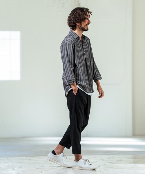 Magine（マージン）の「ms6418- Gauze Touch Stripe Skipper Polo Seven Sleeve Shirt 七分袖スキッパーポロシャツ(MGN-261-021)（ポロシャツ・メンズ・ホワイト/ネイビー/ブラック・48/46/44）」の20枚目の写真