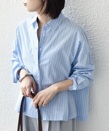 SHIPS Colors（シップス カラーズ）の「SHIPS Colors:〈手洗い可能〉カラー ストライプ クロップド シャツ（シャツ/ブラウス）」
