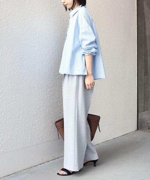 SHIPS Colors（シップス カラーズ）の「SHIPS Colors:〈手洗い可能〉カラー ストライプ クロップド シャツ（シャツ/ブラウス・レディース・ライトブルー/ピンク・ONE SIZE）」の17枚目の写真