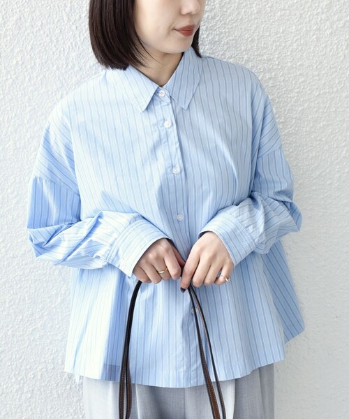 SHIPS Colors（シップス カラーズ）の「SHIPS Colors:〈手洗い可能〉カラー ストライプ クロップド シャツ（シャツ/ブラウス・レディース・ライトブルー/ピンク・ONE SIZE）」の18枚目の写真
