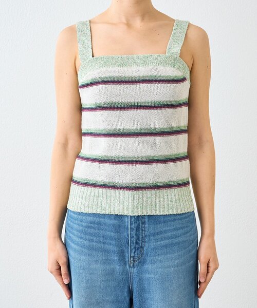 RIVE DROITE（リヴドロワ）の「予約【アンサンブル着用可能】マルチボーダーニットキャミ（キャミソール・レディース・ホワイト系その他/ブラウン・FREE）」の10枚目の写真