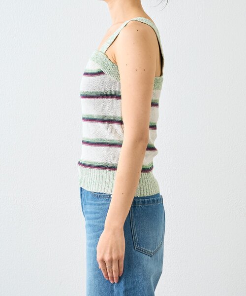 RIVE DROITE（リヴドロワ）の「予約【アンサンブル着用可能】マルチボーダーニットキャミ（キャミソール・レディース・ホワイト系その他/ブラウン・FREE）」の11枚目の写真