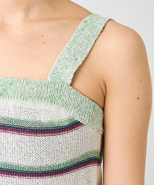 RIVE DROITE（リヴドロワ）の「予約【アンサンブル着用可能】マルチボーダーニットキャミ（キャミソール・レディース・ホワイト系その他/ブラウン・FREE）」の14枚目の写真