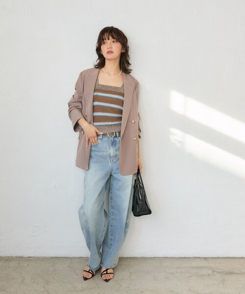 RIVE DROITE（リヴドロワ）の「予約【アンサンブル着用可能】マルチボーダーニットキャミ（キャミソール・レディース・ホワイト系その他/ブラウン・FREE）」の19枚目の写真