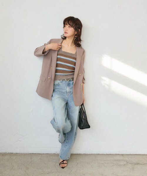 RIVE DROITE（リヴドロワ）の「予約【アンサンブル着用可能】マルチボーダーニットキャミ（キャミソール・レディース・ホワイト系その他/ブラウン・FREE）」の20枚目の写真