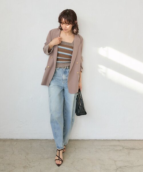 RIVE DROITE（リヴドロワ）の「予約【アンサンブル着用可能】マルチボーダーニットキャミ（キャミソール・レディース・ホワイト系その他/ブラウン・FREE）」の21枚目の写真