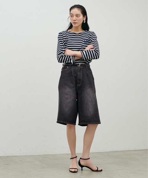 LARUTA（ラルータ）の「【LARUTA】デニムタックハーフパンツ（デニムパンツ・レディース・ブルー/グレー・FREE）」の12枚目の写真