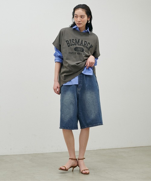 LARUTA（ラルータ）の「【LARUTA】デニムタックハーフパンツ（デニムパンツ・レディース・ブルー/グレー・FREE）」の7枚目の写真