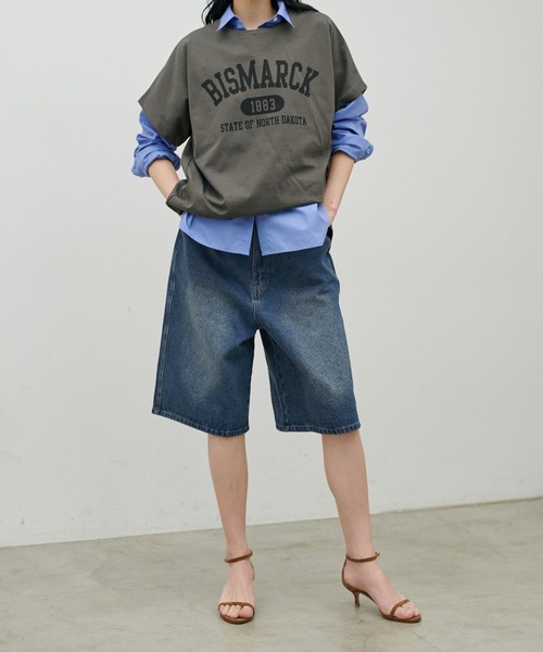 LARUTA（ラルータ）の「【LARUTA】デニムタックハーフパンツ（デニムパンツ・レディース・ブルー/グレー・FREE）」の6枚目の写真