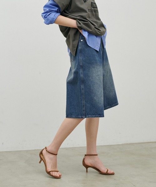 LARUTA（ラルータ）の「【LARUTA】デニムタックハーフパンツ（デニムパンツ・レディース・ブルー/グレー・FREE）」の5枚目の写真