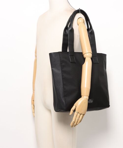 BACK NUMBER（バックナンバー）の「【BACK NUMBER】杢調ポリコンビトートバッグ (耐久性 / 洗練デザイン / ビジネス対応 / カジュアル)（トートバッグ・メンズ・ブラック/グレー・ONE SIZE）」の5枚目の写真