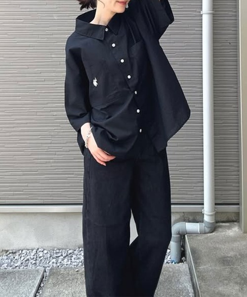 U.S. POLO ASSN.（ユーエスポロアッスン）の「GeeRA別注【U.S. POLO ASSN.】綿100％オーバーサイズ半袖シャツ（シャツ/ブラウス・レディース・ブラック/オフホワイト/ブルー系その他・MEDIUM/LARGE/X-LARGE）」の5枚目の写真