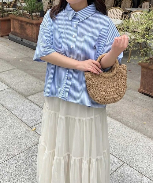 U.S. POLO ASSN.（ユーエスポロアッスン）の「GeeRA別注【U.S. POLO ASSN.】綿100％オーバーサイズ半袖シャツ（シャツ/ブラウス・レディース・ブラック/オフホワイト/ブルー系その他・MEDIUM/LARGE/X-LARGE）」の7枚目の写真