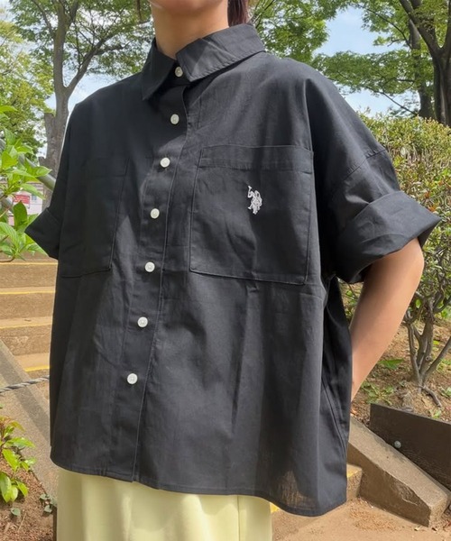 U.S. POLO ASSN.（ユーエスポロアッスン）の「GeeRA別注【U.S. POLO ASSN.】綿100％オーバーサイズ半袖シャツ（シャツ/ブラウス・レディース・ブラック/オフホワイト/ブルー系その他・MEDIUM/LARGE/X-LARGE）」の15枚目の写真