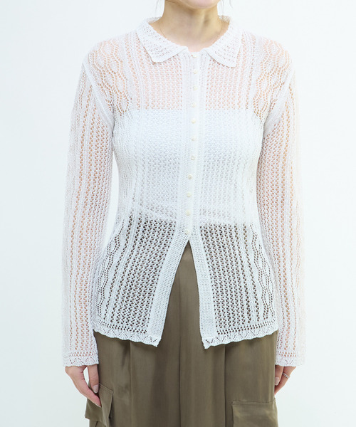 martinique（マルティニーク）の「レースニットシャツ（カーディガン/ボレロ・レディース・ホワイト・FREE）」の6枚目の写真