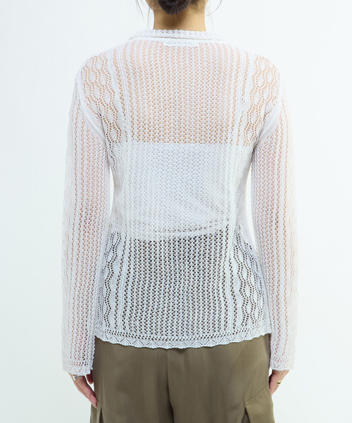 martinique（マルティニーク）の「レースニットシャツ（カーディガン/ボレロ・レディース・ホワイト・FREE）」の4枚目の写真