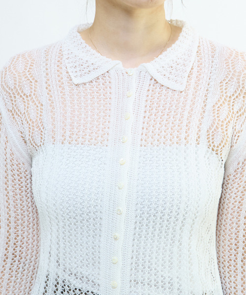martinique（マルティニーク）の「レースニットシャツ（カーディガン/ボレロ・レディース・ホワイト・FREE）」の2枚目の写真