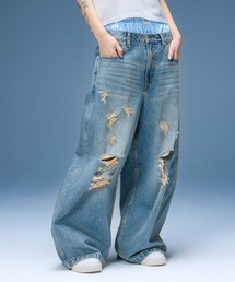 X-girl | DISTRESSED BAGGY DENIM PANTS(デニムパンツ)