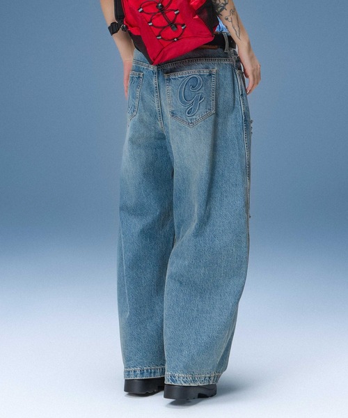 X-girl(エックスガール)の「DISTRESSED BAGGY DENIM PANTS(デニムパンツ・レディース・ブラック/インディゴブルー・S/M/XS)」の12枚目の写真